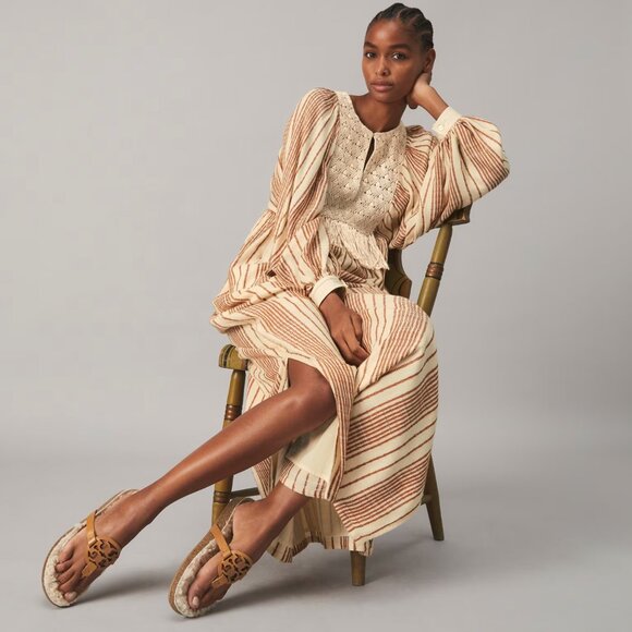 Tory Burch MILLER CLOUD Cork Shearling Sandals Flats - Picture 1 of 8